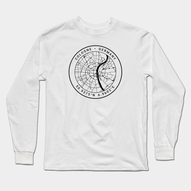 Cologne Map Long Sleeve T-Shirt by Ryan-Cox